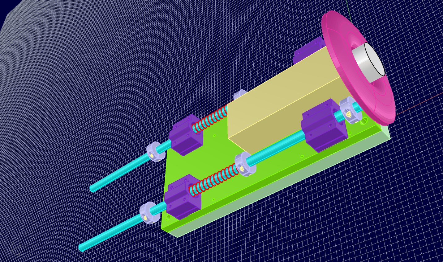 CAD 3D model of a linear-slide machine assembly
